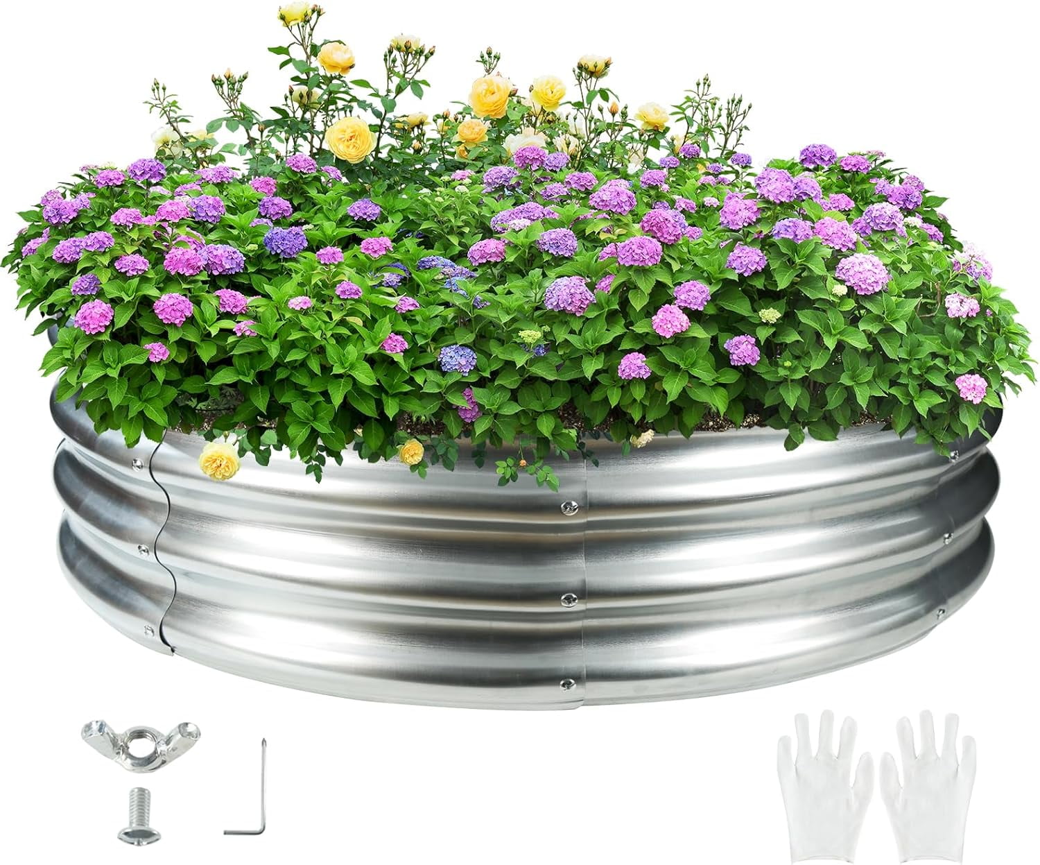 4-Foot Diameter Round Galvanized Steel Camp Fire Ring Pit, Heavy Duty for Backyard and Camping