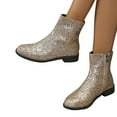 thumbnail image 5 of Women's Chunky Heel Ankle Boots, Round Toe Rhinestone Fashion Shoes for women, 5 of 9