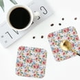 thumbnail image 4 of Yiaed Rose Flowers Print Leather Coasters for Drinks - Cup Coasters Coffee Table Kitchen Table Bar, Home & Office Gifts Handmade Drink Coasters-Square, 4 of 6