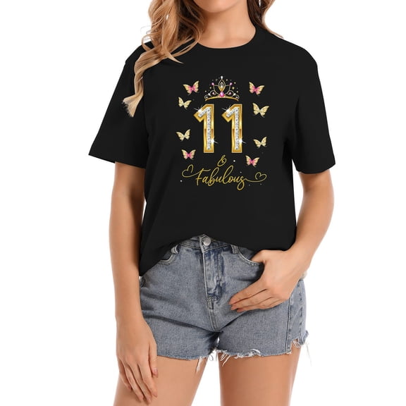 11 And Fabulous, 11 Years Old Girls, 11th Birthday Womens Cute Tops with Fashion Graphic Print