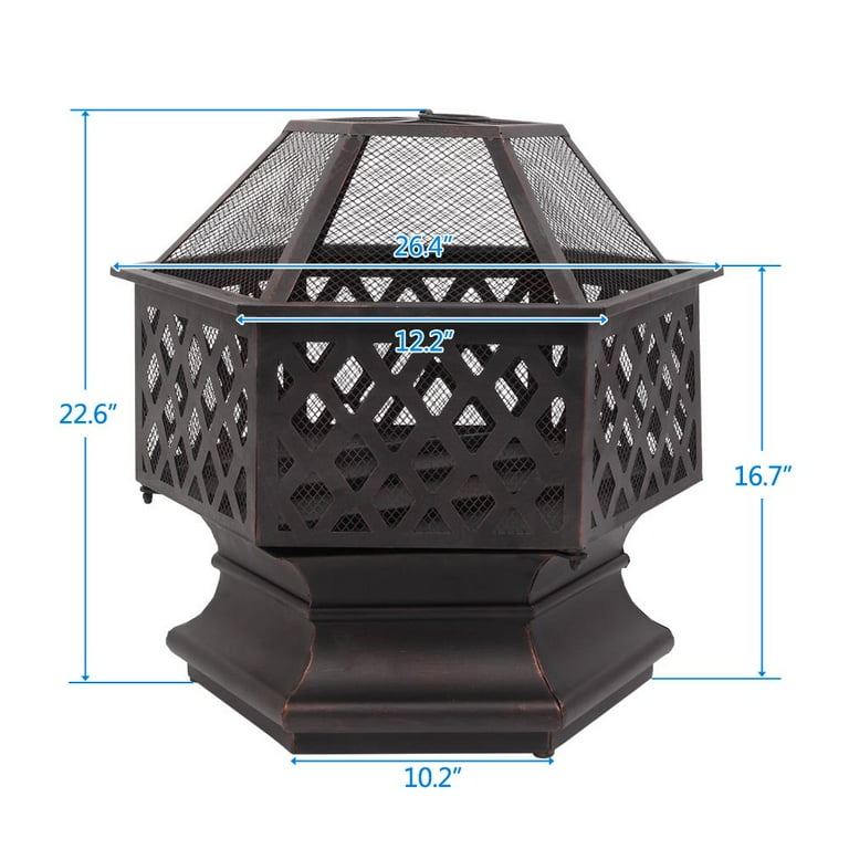Zimtown Black Iron Fire Pit Hex-Shaped Decoration Accent for Patio,Backyard,Poolside Zimtown Black Iron Fire Pit Hex-Shaped Decoration Accent for Patio,Backyard,Poolside