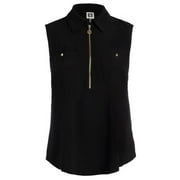 Anne Klein Women's Plus Half Zip Top Black Size 1X