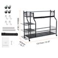 thumbnail image 3 of KFFKFF Golf Gear Organizer, Space for 3 Bags, Sports Equipment Rack with Rolling Cart, Baskets & Hooks for Outdoor Accessories, Durable Steel Construction, Black, 3 of 9