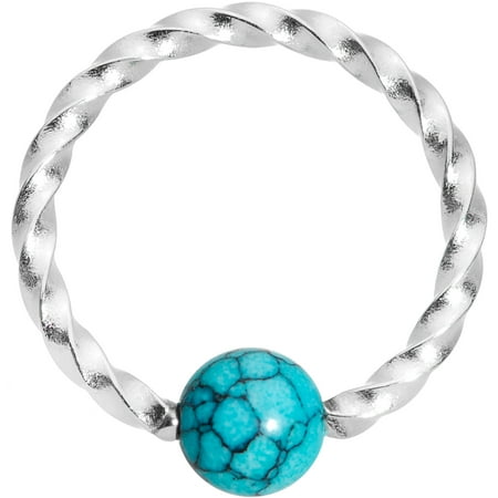 Twisted Captive Bead Ring - Body Candy Steel Southwestern Blue Bead So Twisted BCR Captive Ring 16 Gauge 3/8