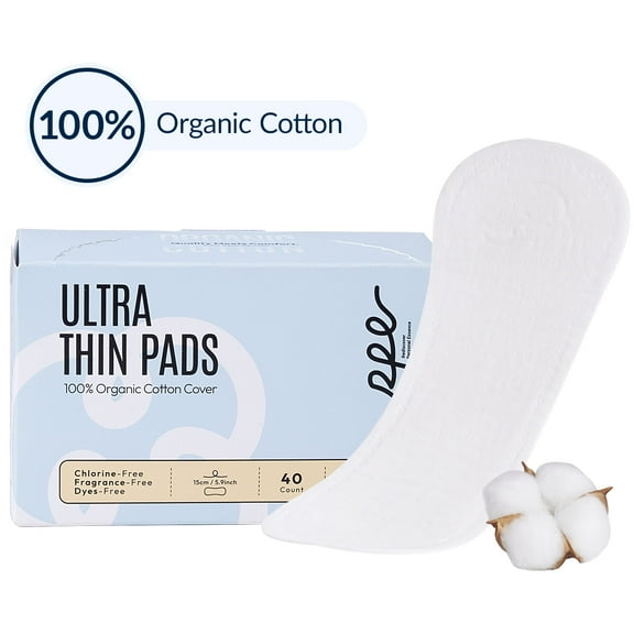 RPE Life Organic Panty Liners, Regular, Ultra Thin Cotton, Unscented, 40 Count