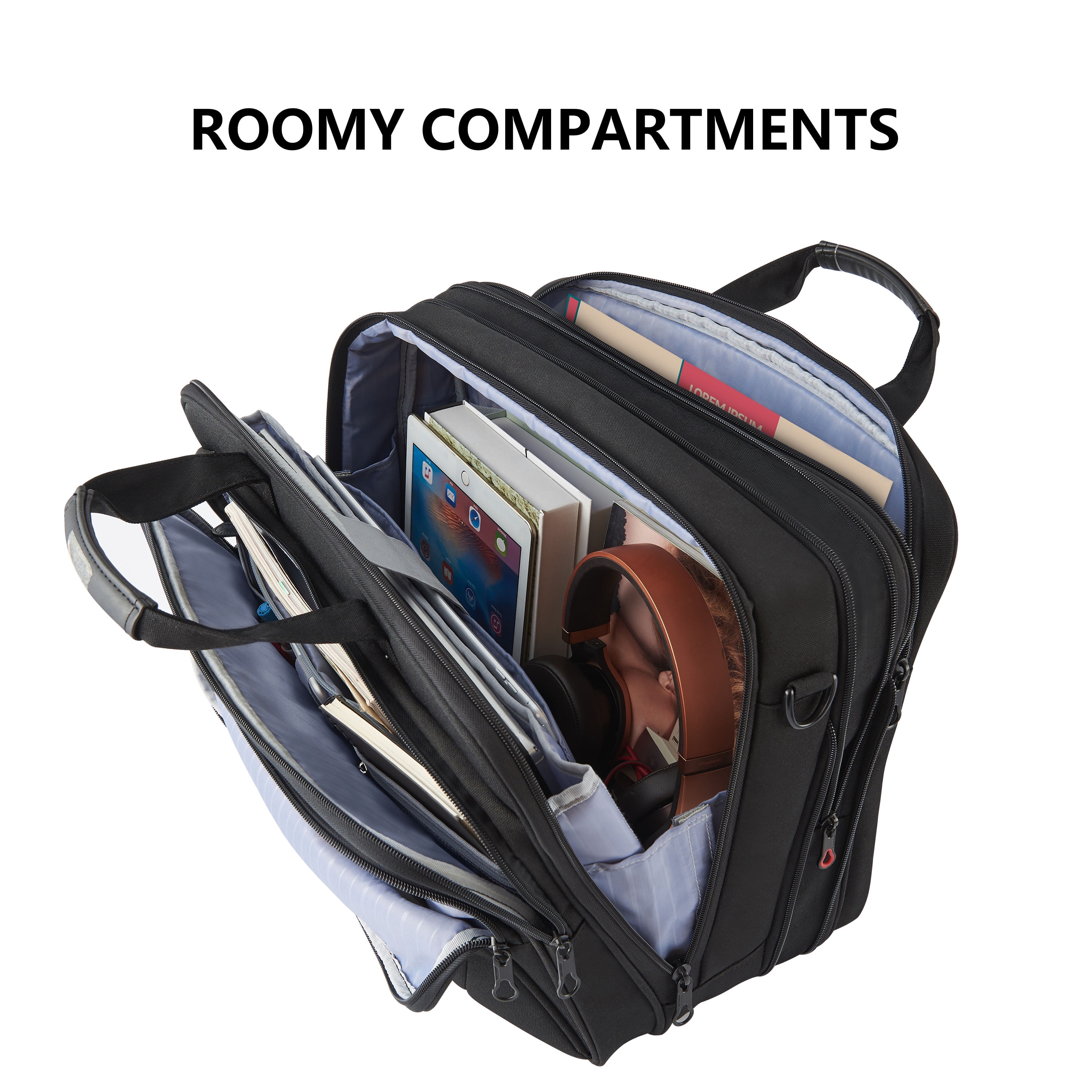 KROSER Large 17.3" Laptop Messenger Carrying Bag, Black