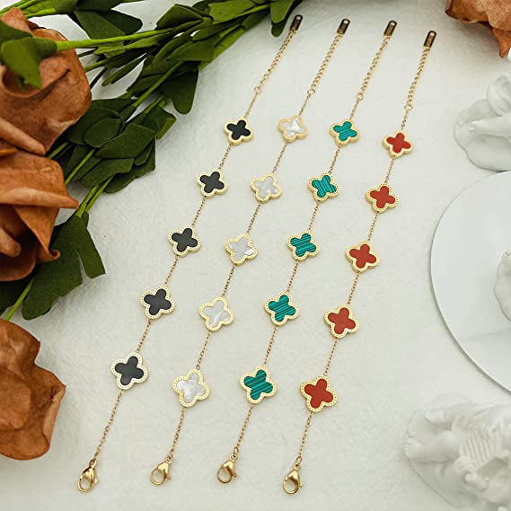 Four-leaf Clover Bracelet 18K Gold Plated Four Leaf Clover Bracelet  Adjustable Chain Bracelet Jewelry for Women Gift
