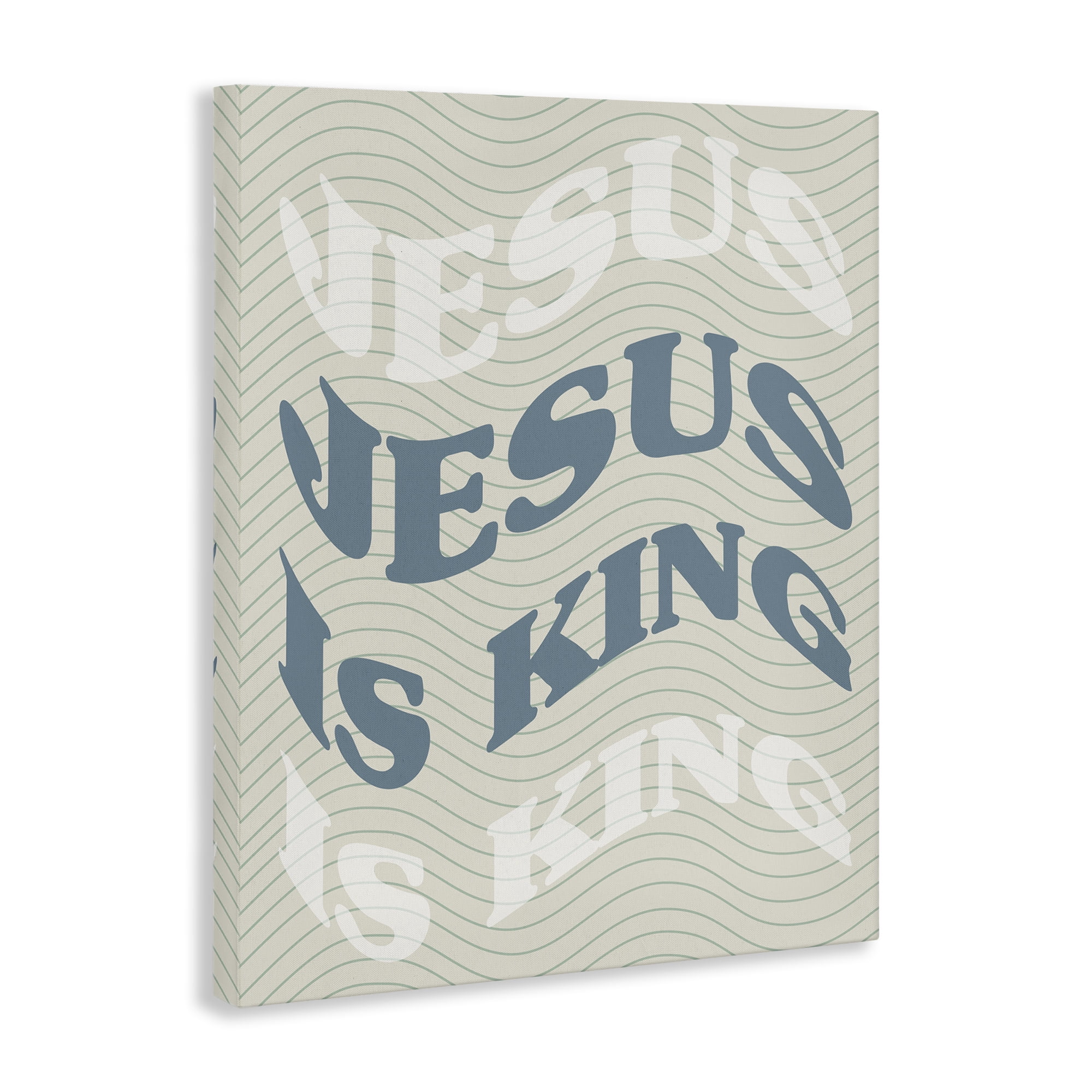 Stupell Industries Wavy Jesus Is King Religious & Spiritual Painting Wrapped Canvas Art Print Wall Art, 24 x 30