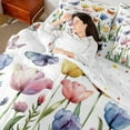 thumbnail image 4 of Castle Fairy Boys Girls Colorful Tulip Flowers Twin Bedding Sets 7-Piece,Spring Garden Butterflies Bedding Comforter Set Microfiber,Chic Floral Blossoms Breathable Sheet Sets,Ultra Soft Home Decor, 4 of 8