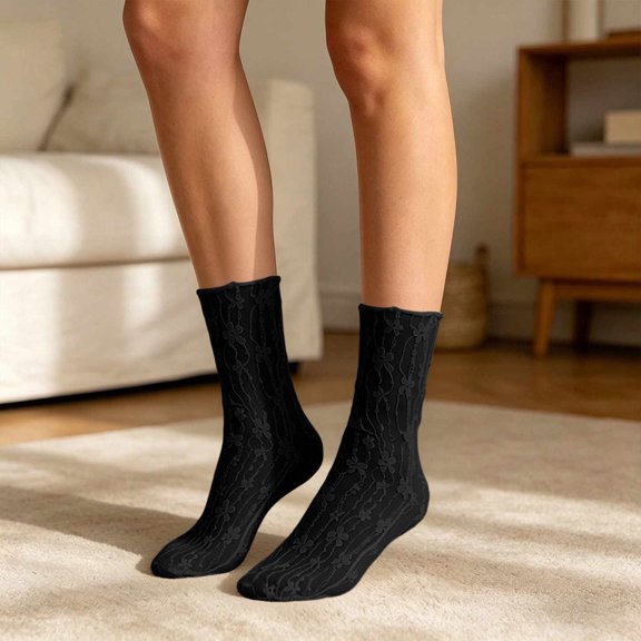 Women's Sheer Socks Summer Cool Cute Crew Socks Thin Lace See Through Crew Socks Free
