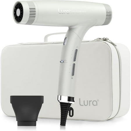 Lura High-Speed Ionic Hair Dryer, Professional 110,000RPM Powerful Foldable Blow Dryer 1500W with Attachment,Travel Bag White