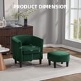 thumbnail image 3 of Lisonu Velvet Accent Chair with Ottoman Set, Modern Barrel Armchair for Living Room, Bedroom, Comfy Upholstered Reading Chair, Green, 3 of 14