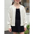 thumbnail image 4 of Afdoent Girls Cardigan Sweater Casual Open Front Knitted Sweater Basic Pullover Fall Clothes for Kids 6-8 Years, 4 of 8