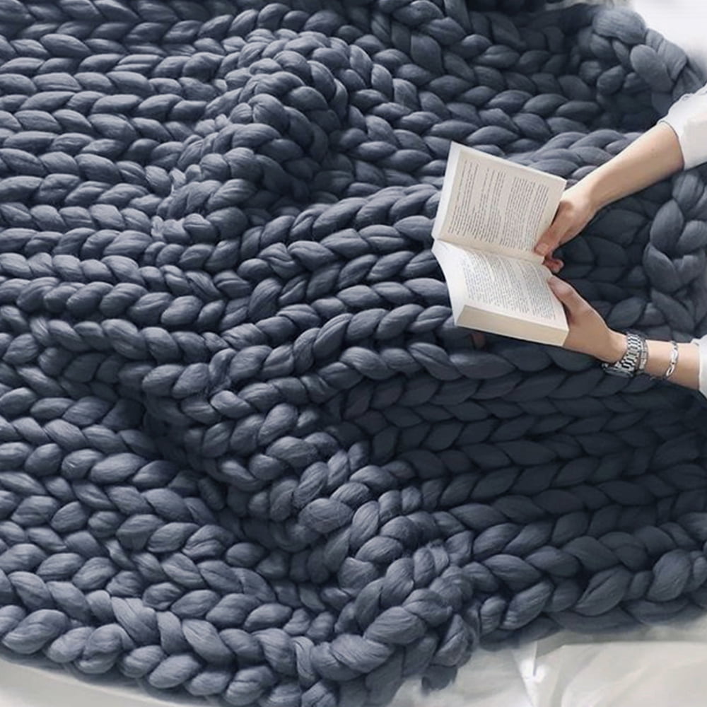 Kepooman 47" x 59" Warm Chunky Knit Blanket Throw for Couch Sofa Bed Recliner, Large Knitted Blanket for Home Office Chair, Dark Gray Kepooman 47" x 59" Warm Chunky Knit Blanket Throw for Couch Sofa Bed Recliner, Large Knitted Blanket for Home Office Chair, Dark Gray