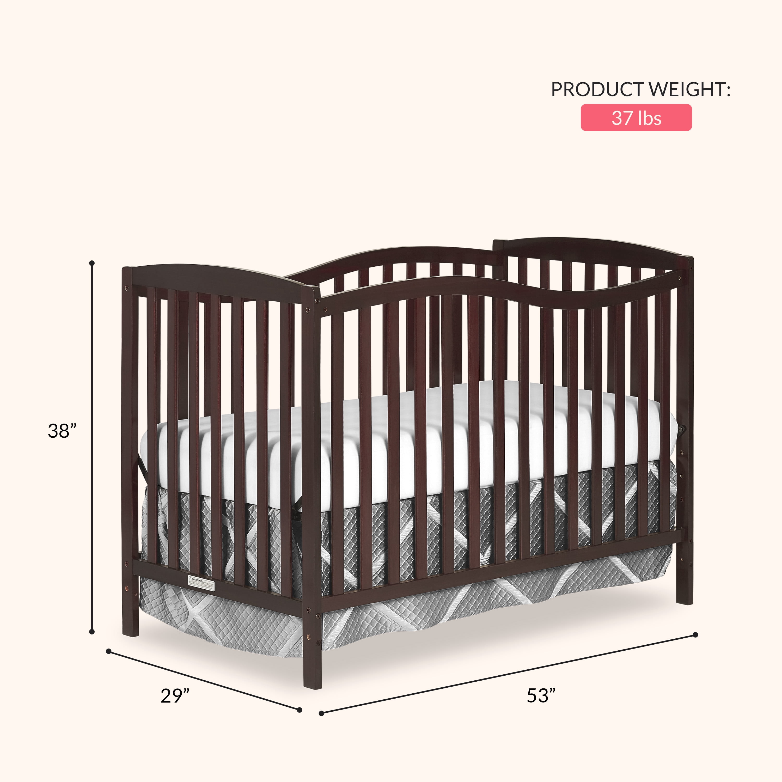 Dream On Me Chelsea 5-in-1 Convertible Crib, JPMA Certified, Espresso