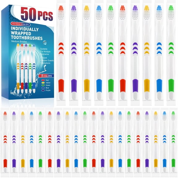 Cepillo de dientes Navona desechable para niños con cerdas suaves, 50 unidades, envuelto individualm