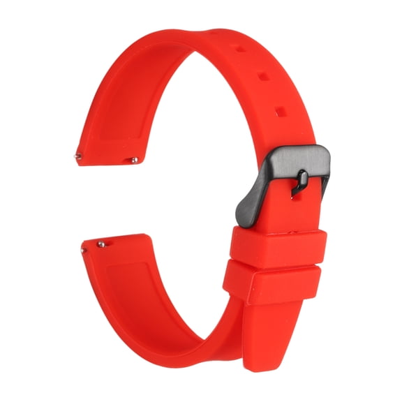 Uxcell Silicone Watch Band 16mm Quick Release Flexible Soft Rubber Watch Strap with Stainless Steel Black Clasp Replacement Wristband for Men Women, Red