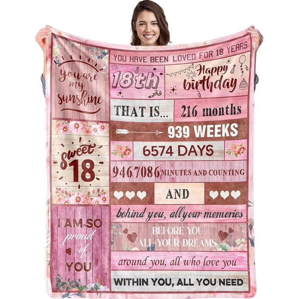 LHSHID 18 Year Old Girl Birthday Creative Blanket Gift 60x80in