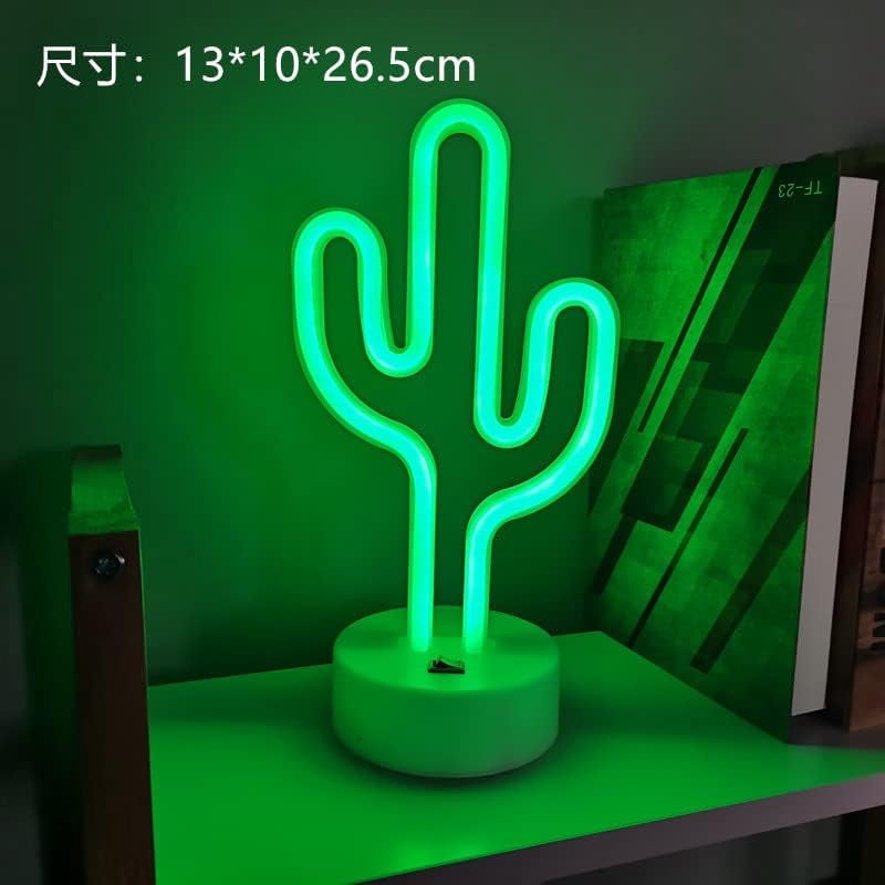 HuiyiNeon Light Base, Cactus Lights Neon Signs - Cactus Neon Light for Bedroom,Tabletop Decor - Battery/USB Powered Green LED Cactus Light