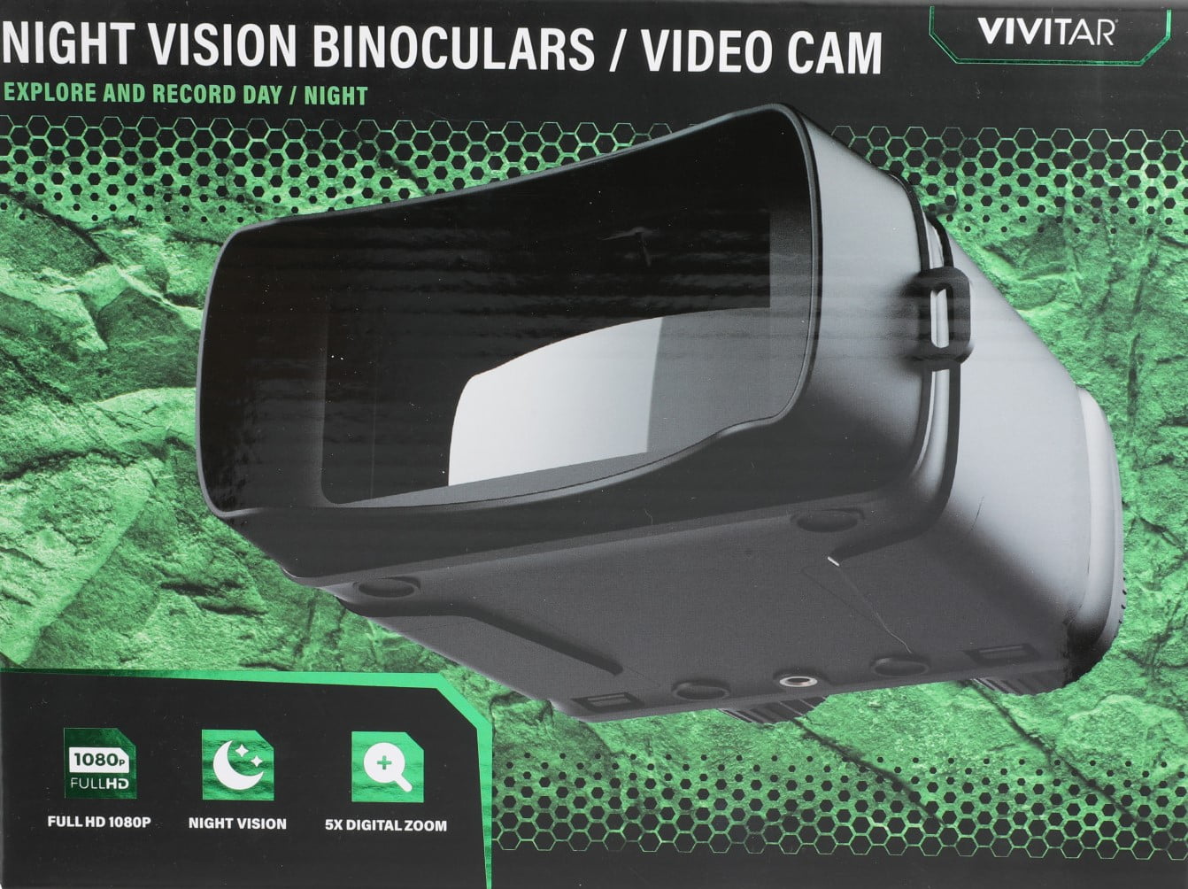 Vivitar Digital Night Vision Binocular 1080P Camera, 5x Zoom for Night Vision Pictures and Video, Black