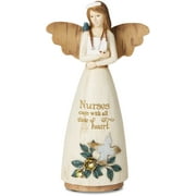 Pavilion Gift Company -  "Nurses care with all their heart" Floral Nurse Angel Figurine 6"