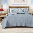 thumbnail image 5 of Floral Quilt Set - Lightweight, Soft, All-Season - 3-Piece Reversible Coastal Bloom Bedding Set (King / California King, Blue), 5 of 6