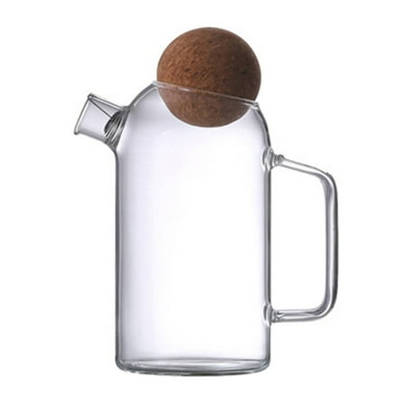 

NUOLUX 1pc Cork Glass Tea Kettle Thick Glass Teapot Juice Jar Tea Pitcher for Home Use
