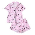thumbnail image 3 of Pajamas for Women Halloween Classic Pajama Set Pumpkin Ghost Bat Print Short Sleeve Button Down Collared Shirt and Relaxed Fit Shorts Womens Sleepwear Red M, 3 of 7