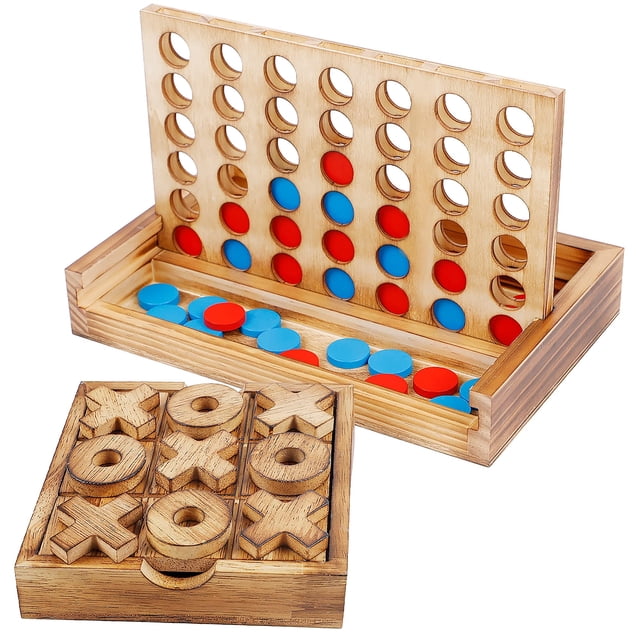Set de juegos de mesa Glintoper Tic Tac Toe y 4 in a Row Wood
