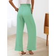thumbnail image 6 of Women'S Wide Leg Lounge Pants with Pockets High Waisted Adjustable Tie Knot Loose Trousers Light Green L, 6 of 7