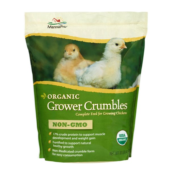 Manna Pro Organic Non GMO Grower Crumbles Complete Feed for Growing
