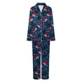 thumbnail image 6 of mgoYE Family Christmas Pajamas Couple Matching Pajamas Sets Silk Long Sleeve Button Sleepwear Satin Pjs Shorts Set Soft Lounge Set(Navy,XL), 6 of 6