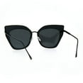 thumbnail image 4 of Womens Double Rim Squared Oversize Cat Eye Retro Sunglasses All Black, 4 of 4