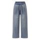 thumbnail image 3 of WILLBEST Pantalones Mujer Pantalones de Cuadros Con Tiras y Dobladillo para Mujer, de Cintura Alta, Holgados, de Pierna Ancha, Informales, para Entrenar y Estar Cómodos. Grande, 3 of 7