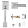 thumbnail image 1 of KFFKFF Front Door Handle, Square Entry Handle Set with Lever, No Lock, Adjustable Hole Space, Zinc Alloy Die-Casting, Reversible for Right and Left Handed Entrance, 1 of 9
