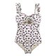 thumbnail image 1 of Traje de baño de una pieza fruncido elástico retro estampado floral mujeres traje de baño para playa natación vacaciones albaricoque XL, 1 of 5