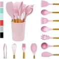 thumbnail image 2 of 9/10/11/12pcs Silicone Kitchen Set Cooking Tools Utensils Set Spatula Shovel Soup Spoon with Wooden Handle Kitchen Gadgets Tools Set (Color : 10Pcs Hooks), 2 of 7