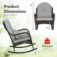 thumbnail image 3 of Costway Patio Wicker Rocking Chair with Seat Back Cushions & Lumbar Pillow Porch Gray, 3 of 9