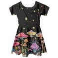 thumbnail image 4 of Yuyamidu Aesthetic Mushroom Princess Dresses for Girls 13-14 Years Old Summer Beach Dresses Novelty Short Sleeve Midi Dress Personalized One-Shoulder Dress for Kids, 4 of 6