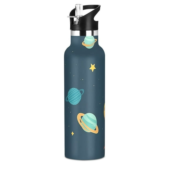 Kids Insulated Stainless Steel Sports Water Bottle 600ml (20oz), BPA-Free Space Planets and Stars