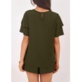 thumbnail image 2 of Cuteduck Women's Summer Short Sleeve 2-Piece Outfit Set Ruffle Sleeve Round Neck Top with Pocket Shorts Casual Outfit S-2XL, 2 of 8