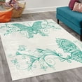 thumbnail image 2 of Spring Decorative Rug, Butterfly with Floral Mandala Pattern Bohemian Design with Butterfly Wings, Quality Carpet for Bedroom Dorm and Living Room, 6 Sizes, Teal White, by Ambesonne, 2 of 4
