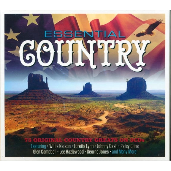 Willie Nelson, Loretta Lynn, Patsy Cline, Glen Campbell - Essential Country (75 tracks) (3xCD) (deluxe 4-fold digipak) - CD