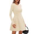 thumbnail image 4 of Vestido PRETTYGARDEN Otoño 2025 Manga Larga Plisado Mini Beige XS, 4 of 8