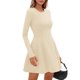 thumbnail image 4 of Vestido PRETTYGARDEN Otoño 2025 Manga Larga Plisado Mini Beige XS, 4 of 8