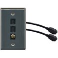 thumbnail image 1 of RiteAV (1 Gang Flat 2 HDMI Black Coax Wall Plate w/Pigtail Extension Cable Stainless Steel, 1 of 1