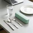 thumbnail image 6 of Stainless Steel Travel Cutlery Set Reusable Flatware With Portable Storage Case For Office Lunch Camping Green, 6 of 6