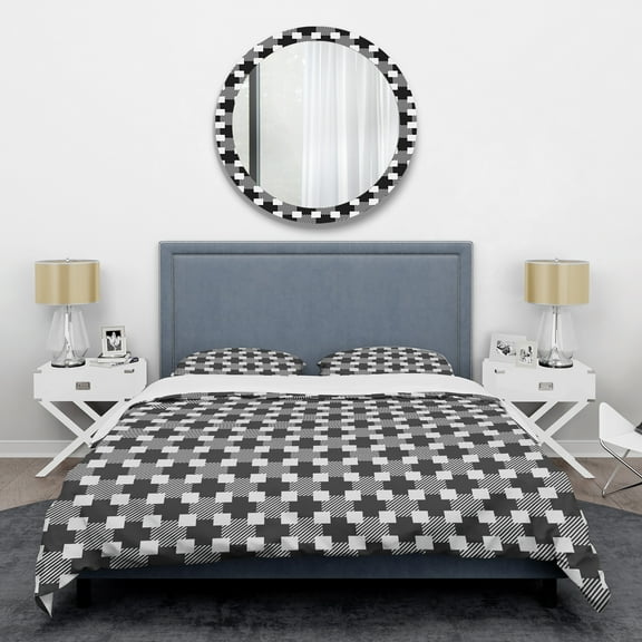 Designart 'Geometric Monochrome Pattern II' Mid-Century Modern Duvet Cover Set