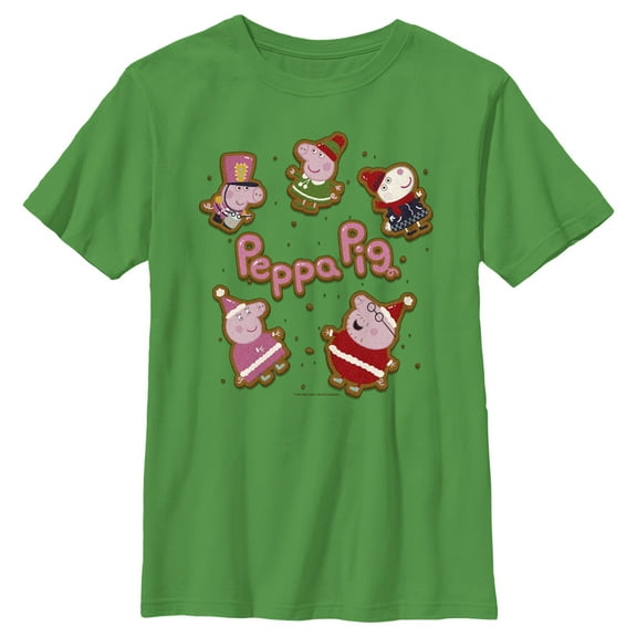 Boy's Peppa Pig Christmas Gingerbread Cookie Characters  Graphic T-Shirt
