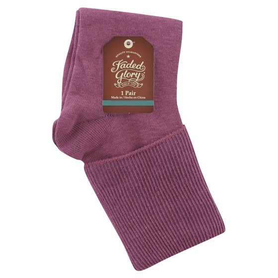 Faded Glory Women's Turn Cuff Socks 3 Pack